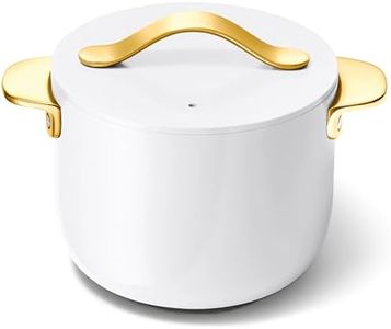 Caraway Petite Cooker - 2 Qt Ceramic Coated Pot - Free From Forever Chemicals - Perfect for Rice, Grains, or Sauces - White