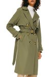 Orolay Women's Trench Coat with Belt Lightweight Double-Breasted Long Length Jacket Green