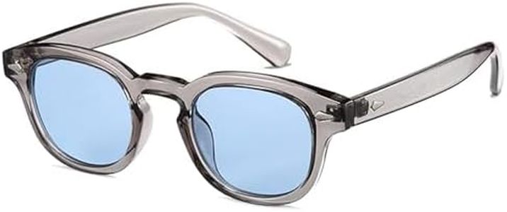 LHSDMOAT Occhiali da sole rotondi unisex retrò, occhiali da sole stile capitano pirata Johnny Depp vintage, occhiali da sole con lenti di protezione UV400,Grigio traslucido/Azzurro
