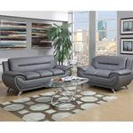 Fabrique Visionary 3+2 Leatherette 5 Seater Sectional Sofa Set | Comfortable Furniture for Home Office & Living Room | 4 Year Warranty | Easy to Move with Stainless Steel Legs | Light Grey