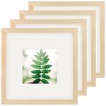 AEVETE 8x8 Picture Frames Wood 4 Pack Wall Tabletop Square Frames Display Photos 8x8 4x4