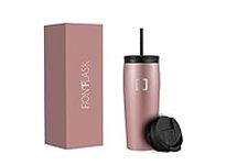 IRON °FLASK Nomad Tumbler - 2 Lids (Straw/Flip), Vacuum Insulated Stainless Steel Bottle, Double Walled, Drinking Cup, Thermos Coffee Travel Mug, Water - Rose Gold, 20 Oz