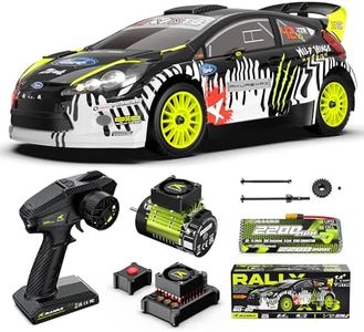 RIAARIO 1/10 Rally Car Max 50mph Brushless RC Cars for Adults with Gyro 4WD RC Truck with Full Car Linkage Lighting Remote Control Trucks with 3S 2200mAh Rechargeable Battery Support 4400mAh Battery