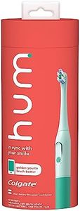hum by Colgate Smart Battery Toothbrush Kit, Sonic Toothbrush Handle with 2 Refill Heads and Travel Case, Teal, Amazon exclusive