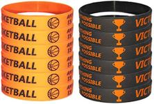 TSLin 24 PCS Basketball Motivational Silicone Wristband for Kids - Personalized Silicone Rubber - Sports Gifts - Party Favors and Supplies - Carnival/Events/Gifts/Prize