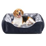 MIXJOY Medium Dog Bed Washable(64x53cm), Super Soft Cosy Dog Beds Grey Pet Bed, Premium Grey Rectangle Puppy Bed for Small Medium Large Dogs, Ideal for Labrador, Chihuahua, Springer Spaniel, etc