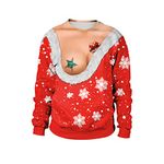 Ugly Christmas Jumpers for Women and Men Funny Novelty Santa Xmas Jumper No Hood 3D Print Snowman Sweatshirt Long Sleeve Pullover Christmas T-Shirt UK Clearance