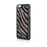 Bling My Thing Case with Faux Fur and Rock Crystals for iPhone 6 Plus - Retail Packaging - Black/Zebra Diamond