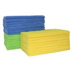 POLYTE Microfibre Cleaning Towel (40x61 cm, 18 Pack, Blue,Green,Yellow)