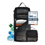 TRAVEL DUDE Hanging Packing Cubes with Compression made from Recycled Plastic Bottles | Hanging suitcase organizer for backpack | Portable travel racks packing bags in black