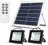 Richarm Solar Flood Lights Outdoor Dusk to Dawn LED Solar Light 15W Solar Panels 1000LM Dual 112 LED Lights with Remote IP65 Waterproof for Shed Barn Deck Flag Pole Pool Floodlights