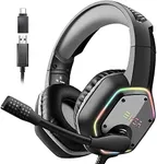 EKSA USB Headset for Computer, Laptop, PC - Headphones with Noise Cancelling Microphone/Mic, 7.1 Surround Sound, RGB Light, Wired Headset for Skype, Zoom, Call Center, Meetings, Webinar, Home