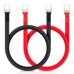 Bolatus 2Pcs 30cm Battery Inverter Cable 5AWG/16mm² 12v Battery Cable Red and Black Auto Battery Leads with SC16-10 Ring Terminals Copper Flexible Wire for Motorcycle, Solar RV & Marine