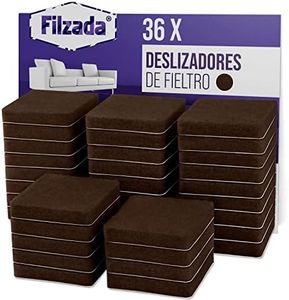 Filzada® 36x Almohadillas de Fieltro Adhesivo - 25 x 25 mm cuadrados - Marrón - Patines de muebles profesionales de fieltro Con un poder adhesivo ideal