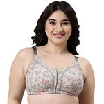 Enamor Women's Nylon Blend Non Padded Wire Free Full Coverage Smooth Contour Lift Bra with 3-Section Cups Support- F097(F097-Midnight Peony Print-42C)