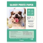 Pikapoka 5x7 Glossy Photo Paper, Photo Quality Paper for Inkjet Printer, 5R Size, 100 Bulk Pack, 52lb/200gsm (P0507YB200GP)