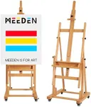 MEEDEN Extra Large Heavy-Duty H-Frame Studio Easel - Solid Beech Wooden Artist Professional Easel, Painting Art Easel Stand with 4 Premium Locking Silent Caster Wheels, Hold Max 82"