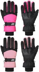 2 Pairs Waterproof Kids Winter Snow Gloves Ski Gloves for Boy Girl Outdoor Warm Thickening Snowboard Gloves for Cold Weather (Light Pink, Rose Red,3-6 Years)