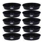 GREENON® 10 inch Plant Saucer | Pack of 10 | Black | Heavy Duty Gamla Dripping Plate,Tray | Saucer High Sides Help Retain Excess Water | Suitable for Indoor and Outdoor Balcony Garden