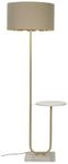 MiniSun Large Brushed Gold Curved Stem Marble Floor Lamp Coffee Table Living Room Lounge Standing Light - Beige/Gold Shade