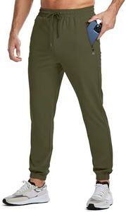 JMIERR Men's Sweatpants with Zipper Pockets Athletic Training Track Joggers Casual Drawstring Stretch Elastic Waist Sweat Pants for Men Workout Gym Running, 2XL, Moss Green
