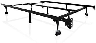 Structures by Malouf Heavy Duty 9-Leg Adjustable Metal Bed Frame with Center Support and Rug Rollers - Universal (King, Cal King, Queen, Full, Twin XL, Twin)