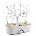 Antler jewelry rack with drawer, Crystal Handle and PU leather Organizer for Ring Earrings Necklace Bracelet