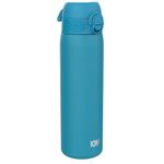 Ion8 Steel Water Bottle, 600 ml/20 oz, Leak Proof, Easy to Open, Secure Lock, Dishwasher Safe, Hygienic Flip Cover, Fits Cup Holders, Carry Handle, Durable, Metal Water Bottle, Blue