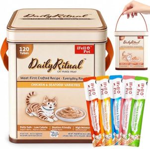 IFELLO PET High-Meat Lickable Cat Treats, Variety Pack – Real Chicken & Seafood – Smooth Creamy Purée – Grain-Free (120, Chicken Mix)