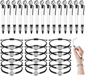 30 Pcs Soccer Party Favors Set, 15 Pcs Soccer Ball Pens 15 Pcs Soccer Bracelets Soccer Ballpoint Pens Adjustable Soccer Bracelet Soccer Party Gifts for Kids Girls Boys Teens Team Members (Black)