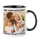 OELTTG Novelty Coffee Mugs, Personalized Mug w/Photo Text Name and Logo, Customized Cup 11 Oz Both Side, Personalized Gifts for Mom Dad Boyfriend, Girlfriend Family Friends, Unique Gift Idea (Black)