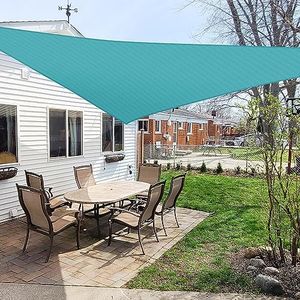 Windscreen4less 16' x 16' x 16' Sun Shade Sail Triangle Outdoor Canopy Cover UV Block for Backyard Porch Pergola Deck Garden Patio (Turquoise)