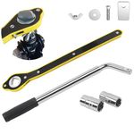 QISF 4PCS Car Wrench Set,14-20Inch Telescoping Lug Nut Wheel Wrench with Standard 17/19mm, 21/22mm Sockets + Car Jack Hexagon Ratchet Wrench, Positive and Reversal Knob Design for Scissor Jack