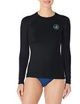 Body Glove Women's Standard Smoothies Sleek Solid Long Sleeve Rashguard with UPF 50+, Smoothies Black, Medium