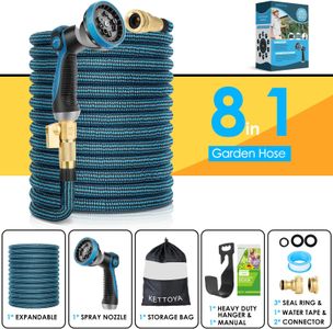 KETTOYA 50FT Expandable Garden Hose – 10-Pattern Nozzle, Heavy Duty, Kink-Free