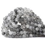 CHEAVIAN 45PCS 8mm Natural Cloud Crystal Gemstone Round Loose Beads Crystal Energy Stone Healing Power for Jewelry Making 1 Strand 15"