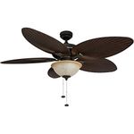 Honeywell Ceiling Fans Palm Island, 52 Inch Tropical Indoor Outdoor Ceiling Fan with Light, Pull Chain, Dual Mounting Options, 5 Palm Leaf Blades, Reversible Motor - 50202-01 (Bronze)