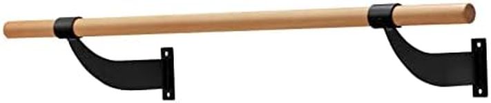 GYMAX Single Ballet Barre, 4FT Wall-Mounted Ballet Bar, Beech Wood Fitness Dance Bars for Stretch, Yoga & Workout (Black)