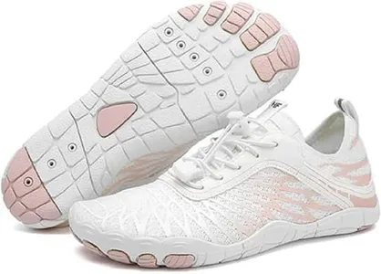 Hike Footwear HF Barefoot Shoes,Breathable Wide Toe Box Shoe Men Women, Non - Slip, Minimalist Athletic Footwear, Walking and Daily Wear White/Pink