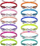 Tacobear 12pcs Infinity Bracelet for Women Girls Friendship Bracelet Adjustable Handmade Braided Bracelets Friendship Jewelry for Kids Girls Birthday Gifts Party Favors Bag Fillers