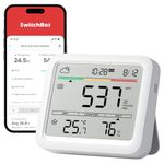 SwitchBot Air Quality Monitor with Built-in Hygrometer,CO2 Detector,Temperature Humidity Monitor with APP, Bluetooth CO2 Monitor, 2-Year Data Storage SwitchBot Hub Required