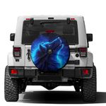 Dujiea Blue Wolf Spare Tire Cover with Backup Camera Hole, Universal Wheel Tire Cover Tire Protectors for Jeep Trailer RV Van SUV Truck Camper and Many Vehicle 15inch