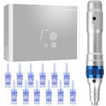 Dr. Pen Ultima A6 Electric Wireless Professional Skin Care Instrument Kit Including 12 Cartridges - Six 12 Pin, Six 36 Pin, Silver