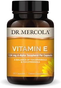 Dr. Mercola Vitamin E (134 mg) Dietary Supplement, 30 Capsules (30 Servings), Balance of Tocopherols and Tocotrienols, Non GMO, Gluten Free, Soy Free