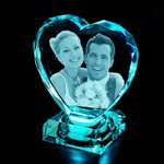 HAIRANHUI 2D/3D crystal photo heart personalized with light base custom engraved photo crystal cube 3D picture in glass anniversary memories gift