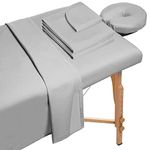 3-Piece Microfiber Massage Table Sheet Set Includes Massage Face Rest Cover, Massage Table Cover and Massage Fitted Sheet (Light Gray)