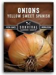 Yellow Sweet Spanish Onion Seed for Planting - 1 Packet with Instructions to Plant and Grow Long Day Onions in Your Home Vegetable Garden - Non-GMO Heirloom Variety - Survival Garden Seeds