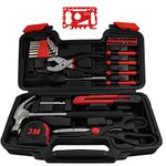 DIY TECH UK - 43 Piece Tool Kit + Free 48 in 1 Wallet Tool - Extra Strong High Carbon Stainless Steel - Hammer, Pliers, Tape Measure, Screwdrivers, Bits, Allen Keys, Box Cutter - with Carry Case