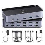 UGREEN 4K@60Hz HDMI KVM Switch 2 Monitors 2 Computers, with 4 USB 3.0 Ports for 2 Computers Sharing 2 Monitors Keyboard Mouse Printer with 4 HDMI Cables, 2 USB Cables, Power Adapter and Controller