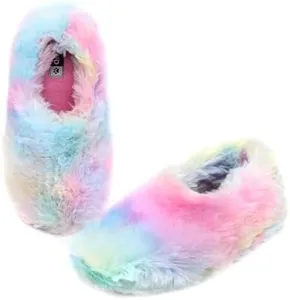 Onmygogo Fuzzy Winter Indoor Slippers for Women (5-6 B(M) US, Multicolor)